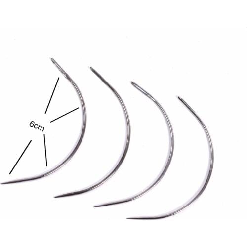 1 Bag 144Pcs 6CM C Shape Curved Needles Threader Sewing/Weaving Needles for Human Hair Extension Weft Weaving