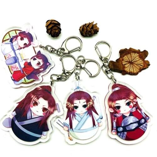 1pcs 6cm Anime Key Holder Tian Guan Ci Fu MoDaoZhuShi Acrylic Keyring Xie Lian Hua Cheng Portachiavi Keyring Pendant