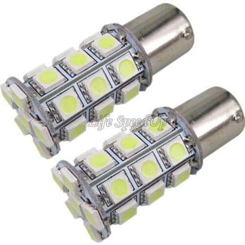 10Pcs/Lot BA15S 1156 p21w Car LED Light 27 SMD 5050 Dome Backup Brake Lamp Turn Signal Tail Reverse Bulbs DC 12V 24V Warm White