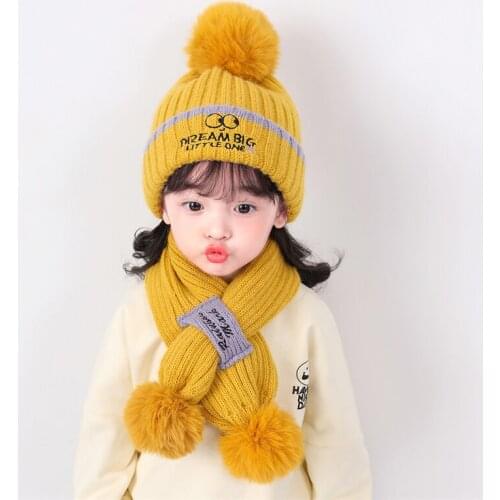 2020 Winter Warm Hat Set Kids Knit Thick Caps Russion Boy Girl Beanie Casquette Christmas Headwear Shield Enfant New Year Design