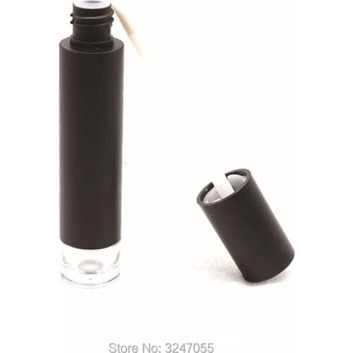 5ML 50pcs/lot Matte Black Empty Lip Gloss Tube, DIY Frosted Black Liquid Lipstick Storage Bottle, Clear Bottom Lipgloss Package