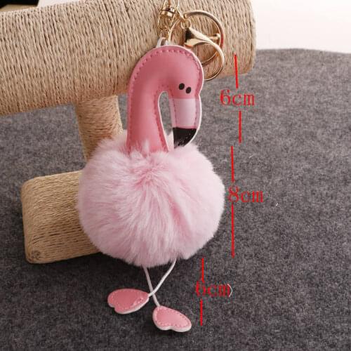 5pcs Flamingo Pom Key Chain Artificial Pompoms by Rabbit Fur Ball Wedding Gifts for Friends Home Decoration Party Gifts Supply