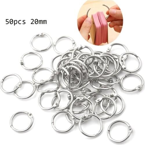 50Pcs Staple Book Binder 20mm Outer Diameter Loose Leaf Ring Keychain Circlip Ring