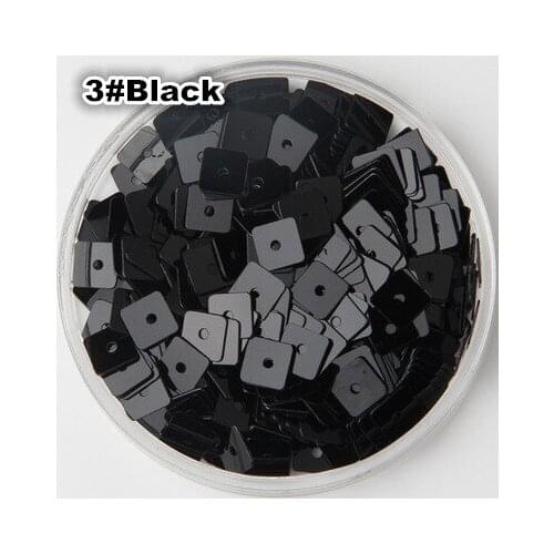 500g 7mm Square Sequins Flat Loose Paillettes Sewing Craft Bag Fashion Accessories With 1 Middle Hole Black Confetti Spangles