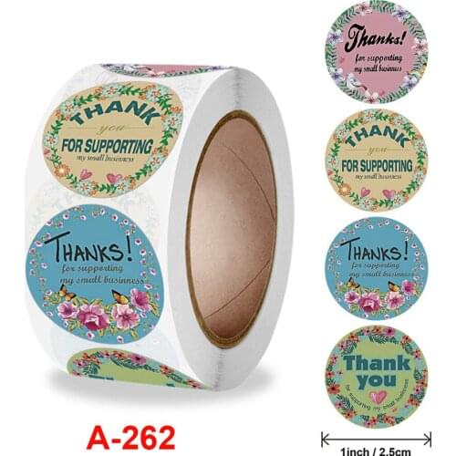 500pcs/roll Thank You for Supporting My Business Flowers Stickers Seal Labels Favors Envelope Supplies Stationery Stickers