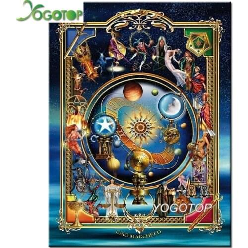 5D diy diamond paintings 12 Zodiac Constellation Landscape embroidery pattern full square round cross stitch mosaic decor YY2315