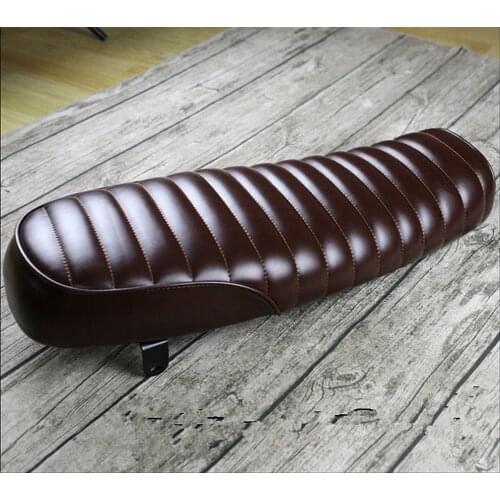 64cm Universal Motorcycle Cafe Racer Seat Custom Vintage Hump Saddle Flat Pan Retro Seat Black Brown
