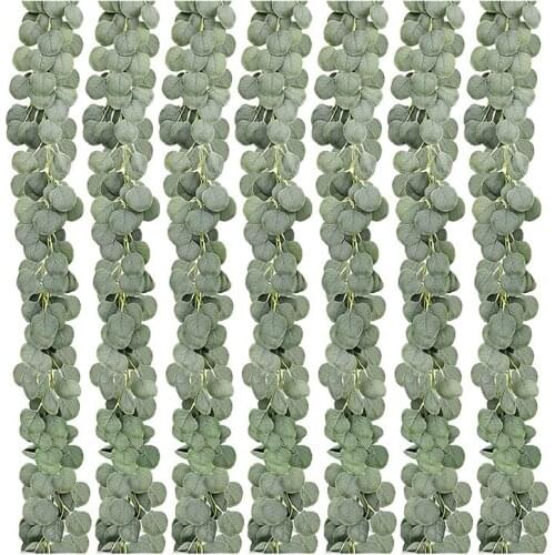 7 Pack Artificial Eucalyptus Garland Faux Eucalyptus Greenery Leaves Vines for Wedding Home Party Garden Decoration