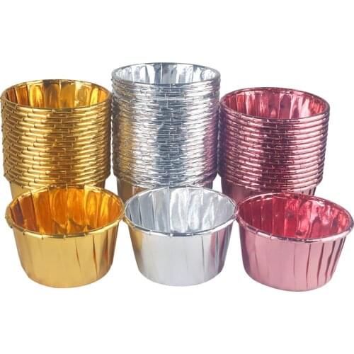 20/50pcs Rose Gold Cupcake Paper Liner Cake Wrappers Cup Oilproof Baking Cup Tray Case Birthday Wedding Party Caissettes Cups