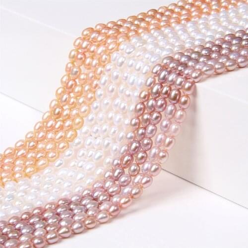 5-6mm Natural Cultured Freshwater Pearl Beads High Quality Rice Punch Loose Beads for Jewelry Making DIY Necklace Bracelet 14