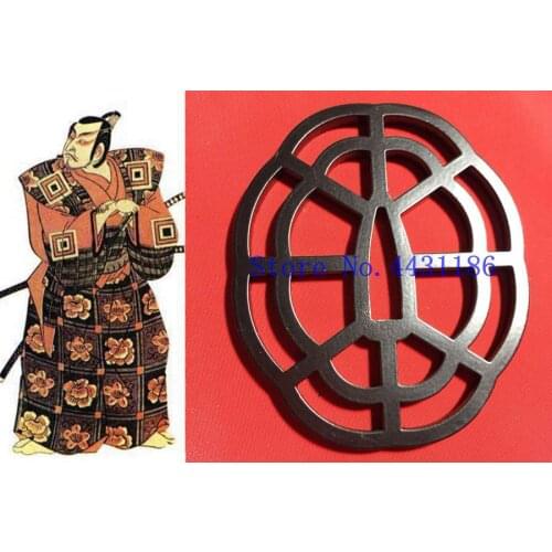 Black Iron Tsuba Hand guard For Japanese Katana Wakizashi Sword DIY Fitting