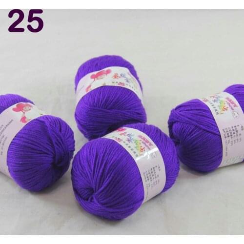 Color Optional 4 ballsX50g Cashmere Silk Velvet Children Hand Kintting Yarn 1825 Royal Purple