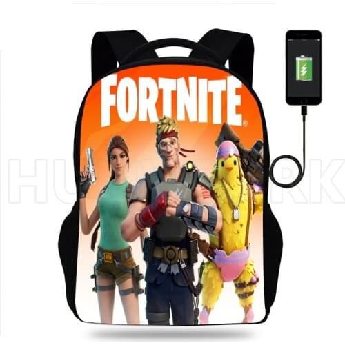 FORNITE Usb Charging Backpacks Mochila Games Cute Backpacks Back To School Bookbag 16 Inch Waterproof Teenager School Bags