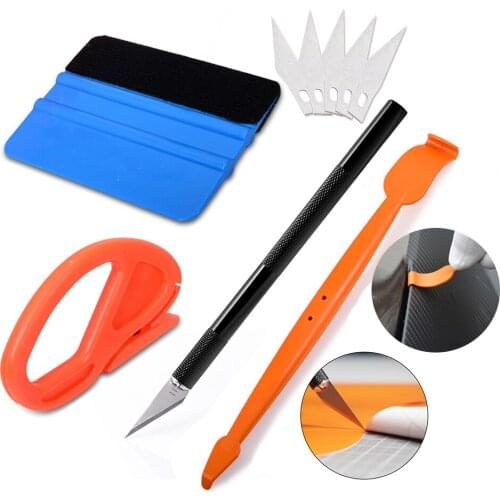 FOSHIO Long Magnetic Squeegee Carbon Vinyl Film Wrapping Tools Set Car Sticker Cutter Art knife Moto Car Wrap Accessories Kit