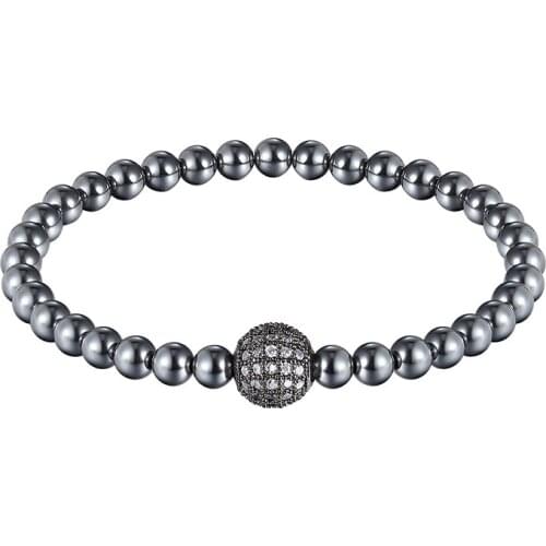 JAAFAR 2018 Fashion brand CZ black ball Mens Bracelet natural stone matte Bead Charm Bracelet mens Yoga jewelry AS291