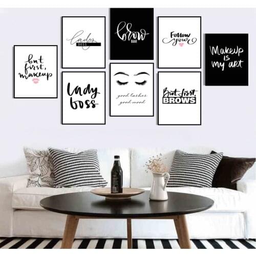 Beauty Salon Wall Picture Good Lashes Canvas Painting Makeup Quote Art Print Poster Lady Boss Home Decor For Living Room HD3073