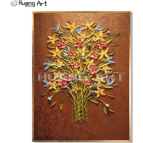 Knife Star Flower Tree Linen Oil Painting 100% Hand-painted Modern Knife Flower Landscape Oil Painting On Canvas