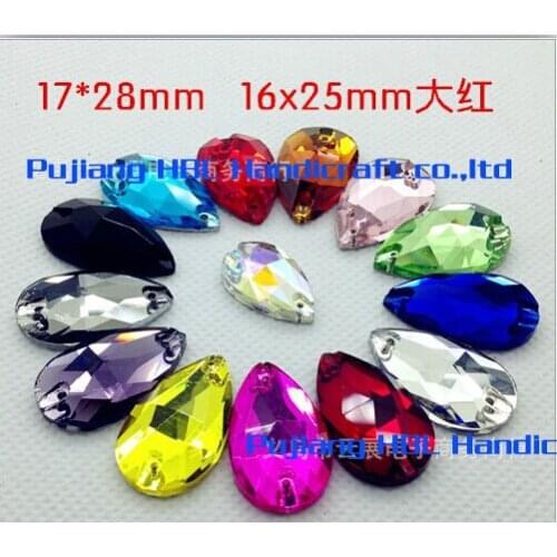 Red Coffee Resin Sew On Garment Rhinestones 17x28mm 15pcs