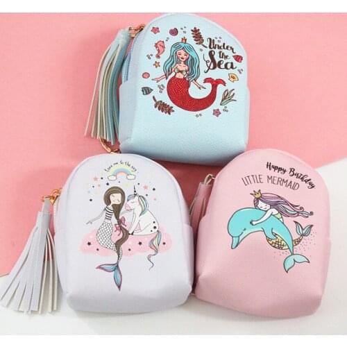 M094 2018 New Cartoon Coin Purses For Women Cute Mermaid Girl Design Zero Wallet Key Buckle Student Gift Wholesale