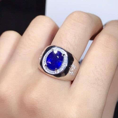 4 Carat natural sapphire mens ring, super atmosphere. 925 pure silver does not change color. Certificate. New products