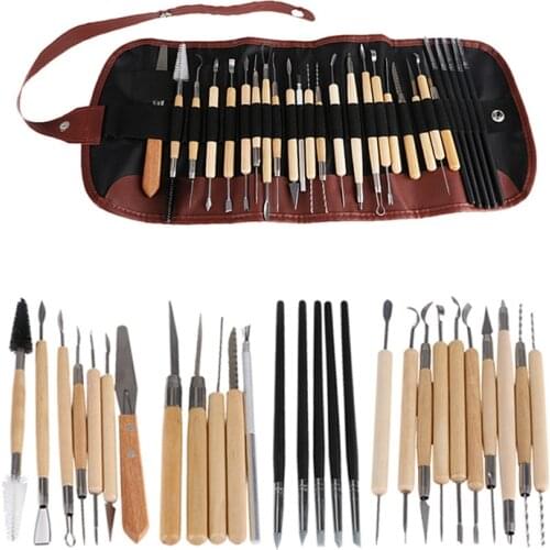 Clay Pottery Tool Set Ceramics Clay Sculpture Polymer Tools Shapers Craft Sculpting Pottery Modeling Carved Smoothing Wax Kit