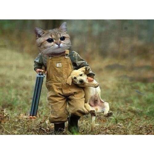 DIY Painting By Numbers Cat Hunt Dog Kit Coloring By Numbers 40x50cm Wall Art Acrylic Canvas Paintings Home Decoration Gift