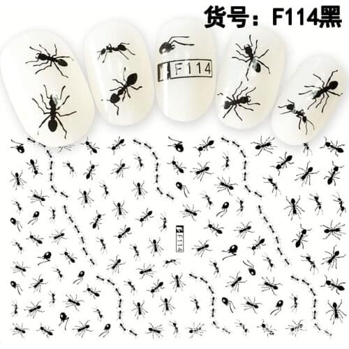 F-114-203 Black and white Animal insect 3D Back glue Nail decal Nail sticker Nail decoration Nail art Nail tool Nail ornament