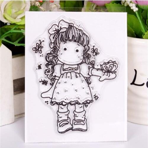 New Girl Cartoon Pattern Stamp Scrapbooking Alphabet Stamp Embossing Craft Making Silicone Transparent Stamps