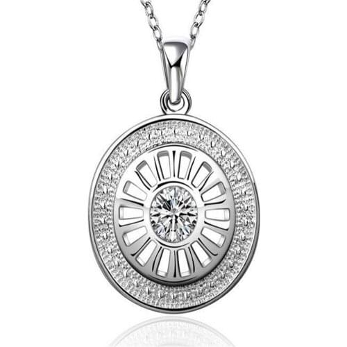 Italy High quality circels cz zircon jewelry silver 925 pendants necklace with 45cm chains for women drop ship wholesalers