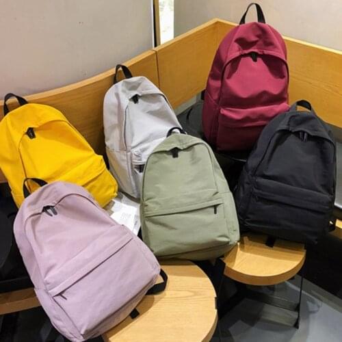 Simple College Wind Travel Backpack Solid Canvas Backpack for Teenagers Women Casual Large Capacity School Bag