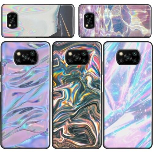 Luxury Iridescent Holographic Art Case For Xiaomi Redmi 9 A 9C 8 T 7 For Redmi Note 9S 10 Lite Mi 10 Ultra POCO F2 Pro X3