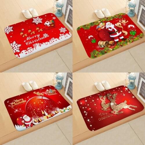 40x60cm Flannel Doormat Christmas Decorations for Home 2020 Christmas Pendants Ornaments Xmas Santa Claus Snowman New Year 2021