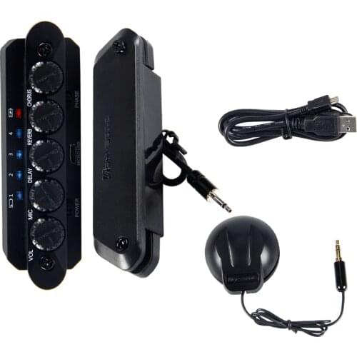 Skysonic R2 RESONANCE Pickup Built-in Reverb Chorus Delay Effect with Resonant Speaker Magnetic Mic Rechargeable Acoustic Pickup