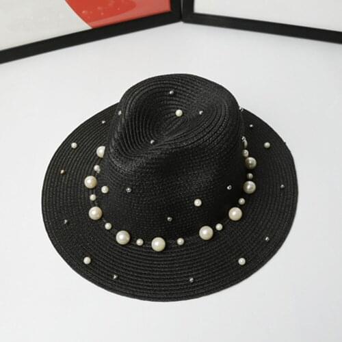 New Fashion Summer Casual Unisex Beach Trilby Large Brim Jazz Sun Hat Panama Hat Paper Straw Women Men Cap With Black Ribbon