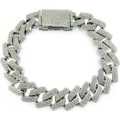Hip Hop Iced Out Bling Bracelet AAA Zircon High Quality 18mm Width Heavy Cuban Chain Bracelets Jewelry Gifts for Men and Women