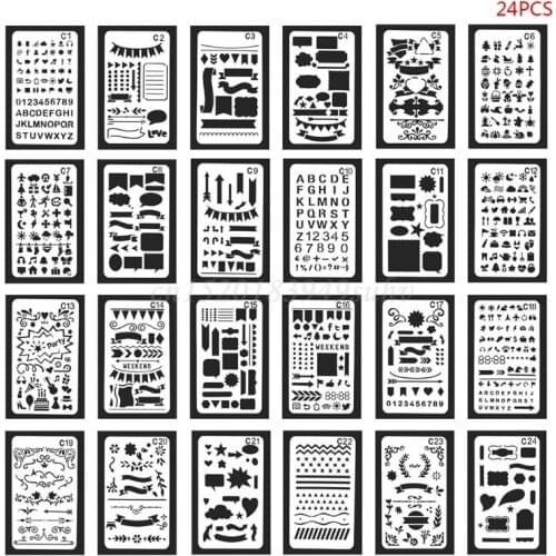 24pcs/set Children Painting Template Hand Account DIY Album Drawing Board Stencil Hollow Ruler Decoration