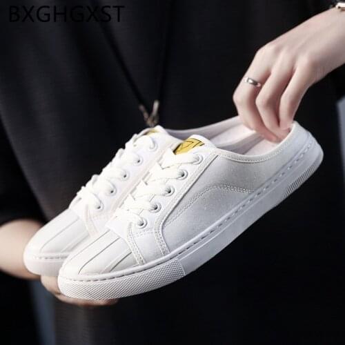 Fashion Canvas Shoes Men 2020 Harajuku White Summer Shoes Men Mule 2020 Loafers Men Korea Brand Shoes Tenis Feminino Casual Buty