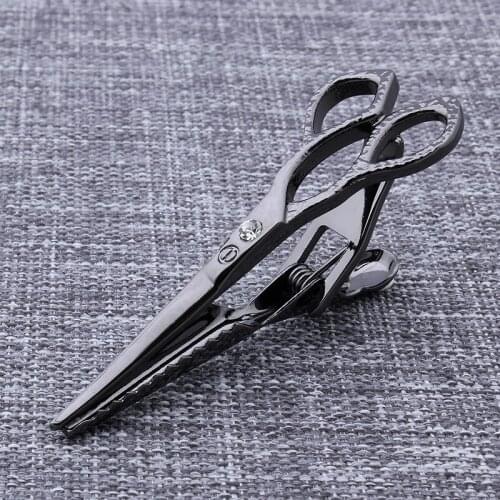 High Quality Gun Black Plated Base Cooper Metal Tie Clip Scissor Pattern Neck Tie Collar Bar