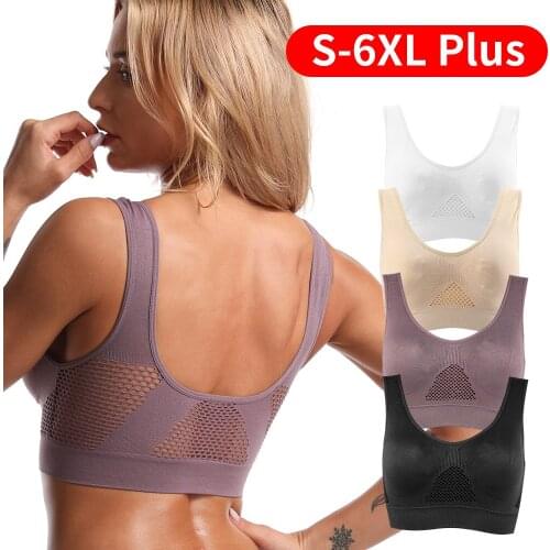 Seamless Bra With Pads Plus Size Bras For Women Active Bralette Wireless Brassiere Push Up Tops Vest Wireless Lingerie BH 5XL