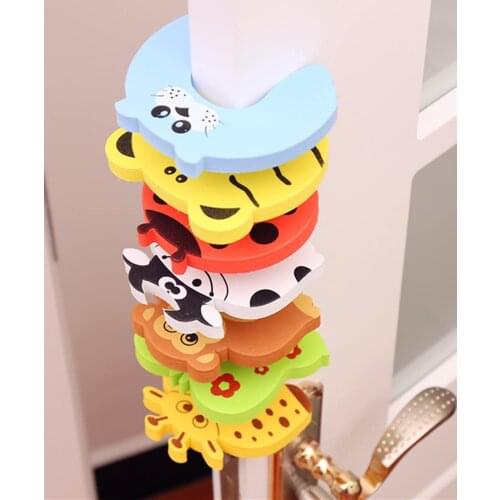 1/4/5/6Pcs Baby Door Stopper EVA Security Cabinet Locks Door Clip Children Restraints Safety Cartoon Animal Door Stop Cushion