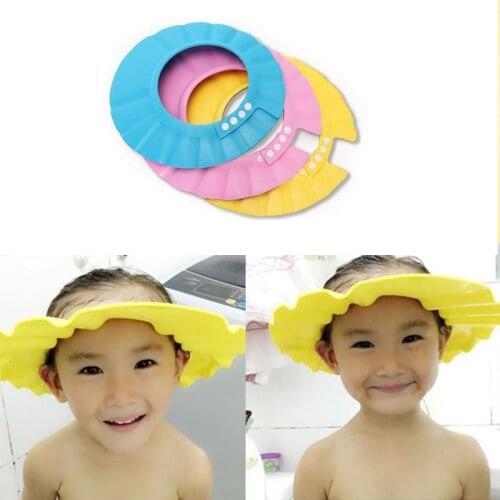 Baby Shower Caps Shampoo Cap Wash Hair Kids Bath Visor Hats Adjustable Waterproof Ear Eye Children Hats color random