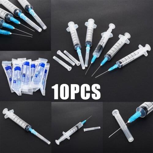 10pcs 5ml Plastic Sterile Syringe Dispensing Adhesives Syringes With Sharp Chemical Needle Tip For Glue Oil Industrial Tools
