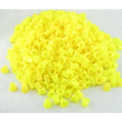 100PCS Tattoo Accesories Small Size Yellow Plastic Tattoo Ink Cap Cups Supply Size 12X8X9 mm