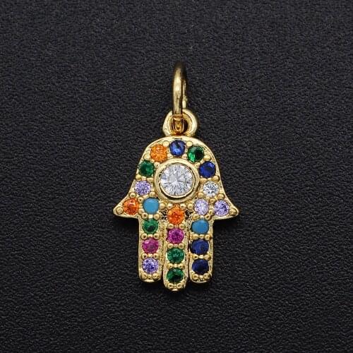 13x9mm 100% CZ Zircon DIY Jewelry Hamsa Hand Charm Pendant Wholesale Necklace Making Charms Jewellwery Finding Supplies