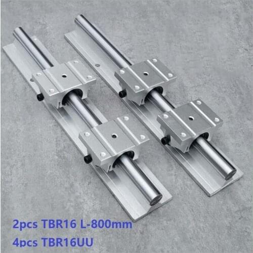2pcs TBR16 L-800mm support rail linear guide + 4pcs TBR16UU linear bearing blocks for CNC router parts