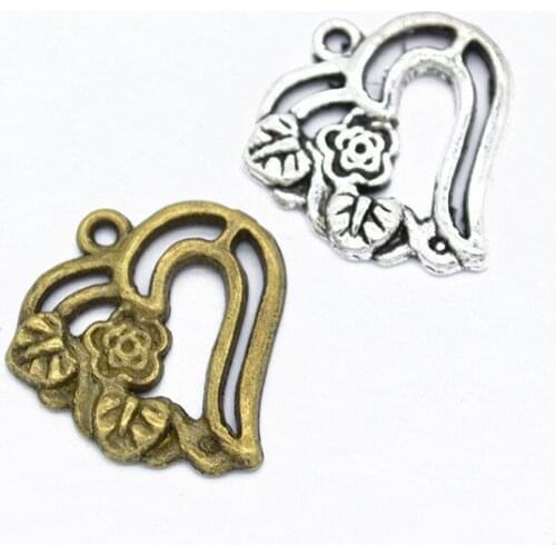 20 pcs 21*22 mm Alloy Accessories Heart Charms For Jewelry Making Pendant DIY Bracelet Necklace Findings