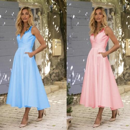 2021 New Arrivals Short Sexy Prom Dresses With V Neck Line Sleeveless Short Evening Dresses Under 50$ Dresses Fast Ship
