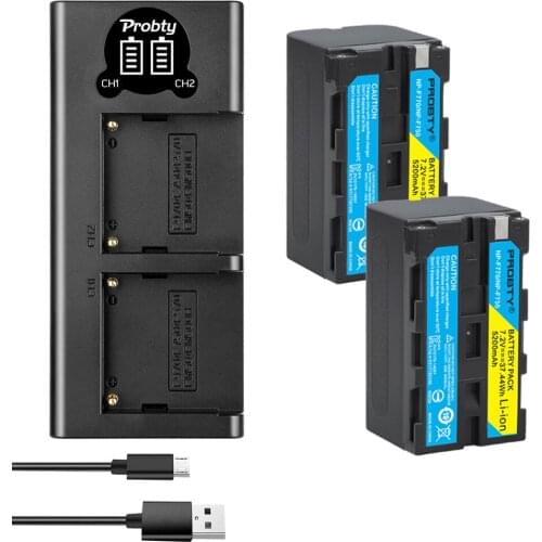 2x 5200mAh NP-F750 NP-F770 Li-ion Camera Battery + LCD USB Dual Charger for Sony NP F970 F960 F550 F570 QM91D CCD-RV100 TRU47E