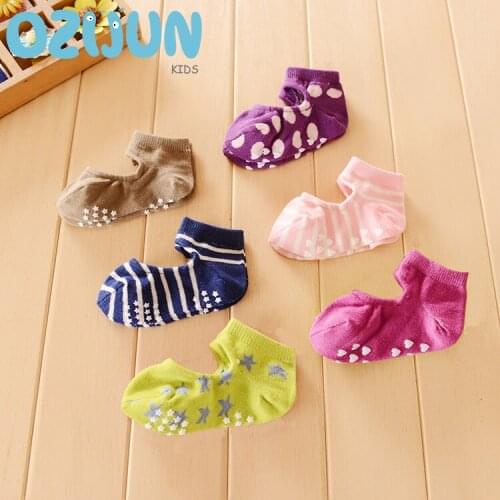 3 Pairs/Set Baby Boys Girls Anti Slip A/B Series Boat Socks 0-3 Years Summer Ankle Socks Cute Dot Stripe Star Pattern S/M