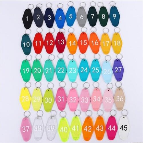 100pcs/lot Personalized Blank Monogram Acrylic Motel Keychain Key tag luggage hanging hotel number ABS hanging card